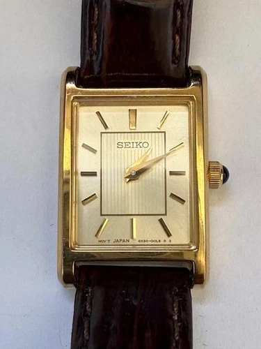 Seiko 4N30-00H0 Gold Tone Quartz Watch Japan, 14mm Strap Women's Vintage Dress