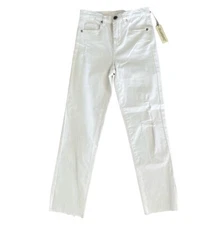 BLANKNYC White The Madison Straight Cropped Raw Hem Jeans Stretch Size 25