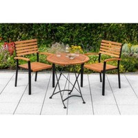 Merxx GartenmöBel Schlossgarten Set 3Tlg. 2 Stapelsessel + 1 Klapptisch Ø 70Cm