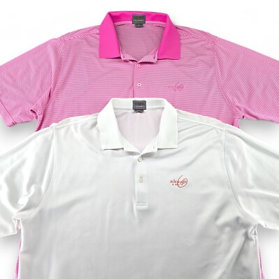Lot of 2 Fennec Mens XL Polo Shirts Whisper Rock Golf Pink & White