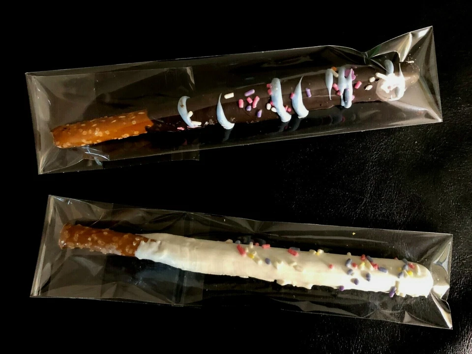 Bolsas de varilla de pretzel de plástico transparente resellables para golosinas de fiesta -2 x 10" Foto 3 de 4