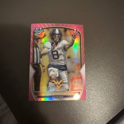 Nicco Marchiol 2022 Bowman Chrome University U 1st Bowman Pink Refractor #77 WVU
