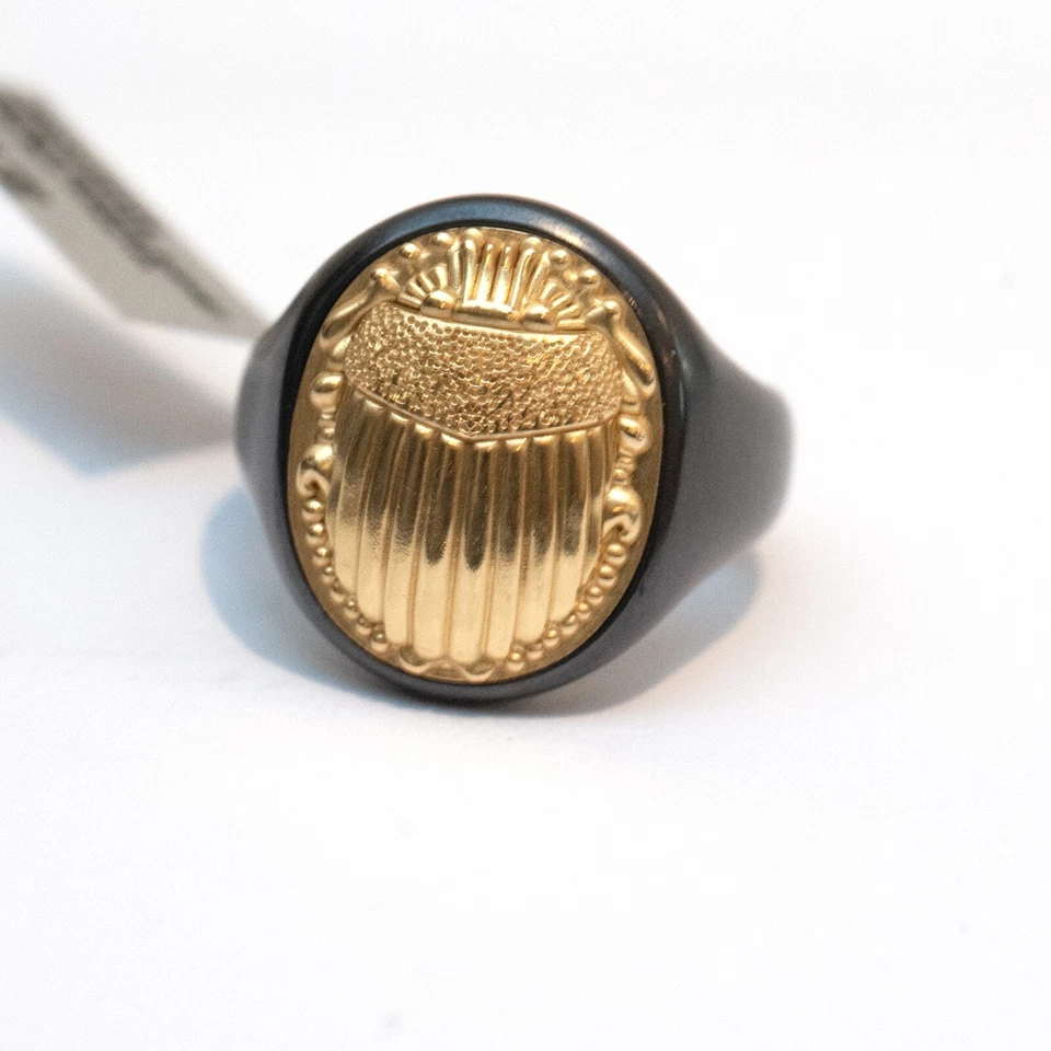 DAVID YURMAN Nuevo Anillo Escarabajo PETRVS Para Hombre 20.5mm Oro 18K Negro Titanio Talla 9 Foto 3 de 4