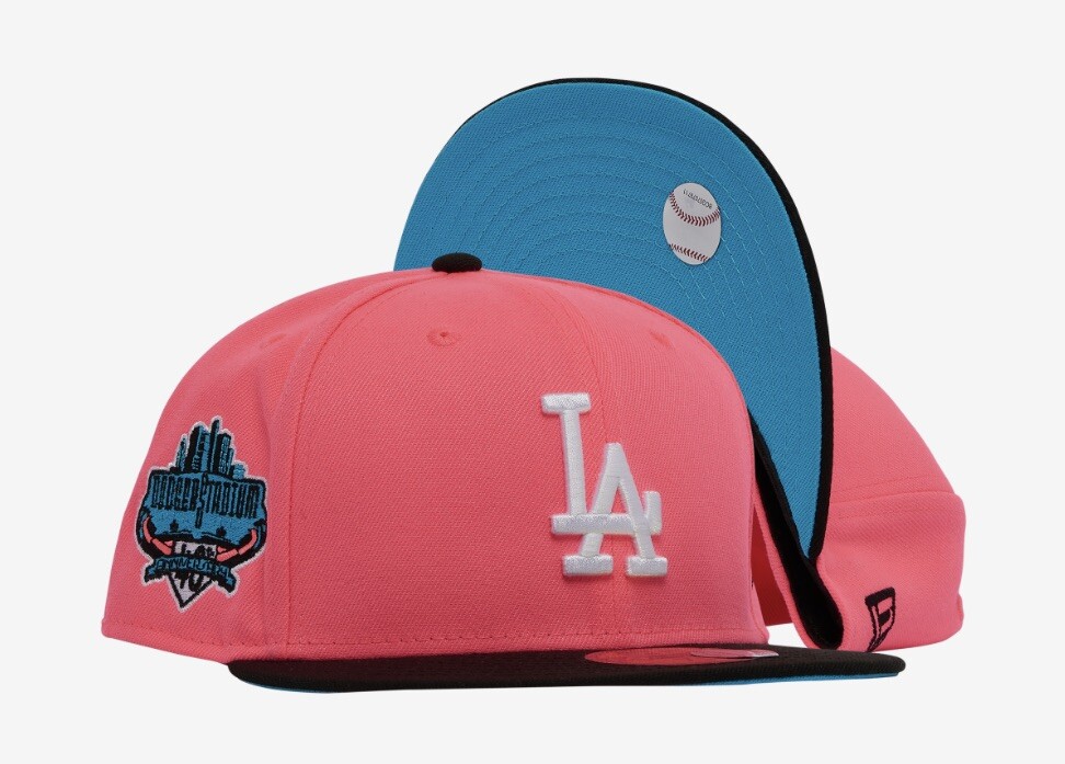 New Era Los Angeles Dodgers Pink Glow Black 5950 Hat WS Patch Size