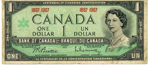 1967 KANADA 1 $ DOLLAR SCHEIN ZIRKULIERT JFJ 24