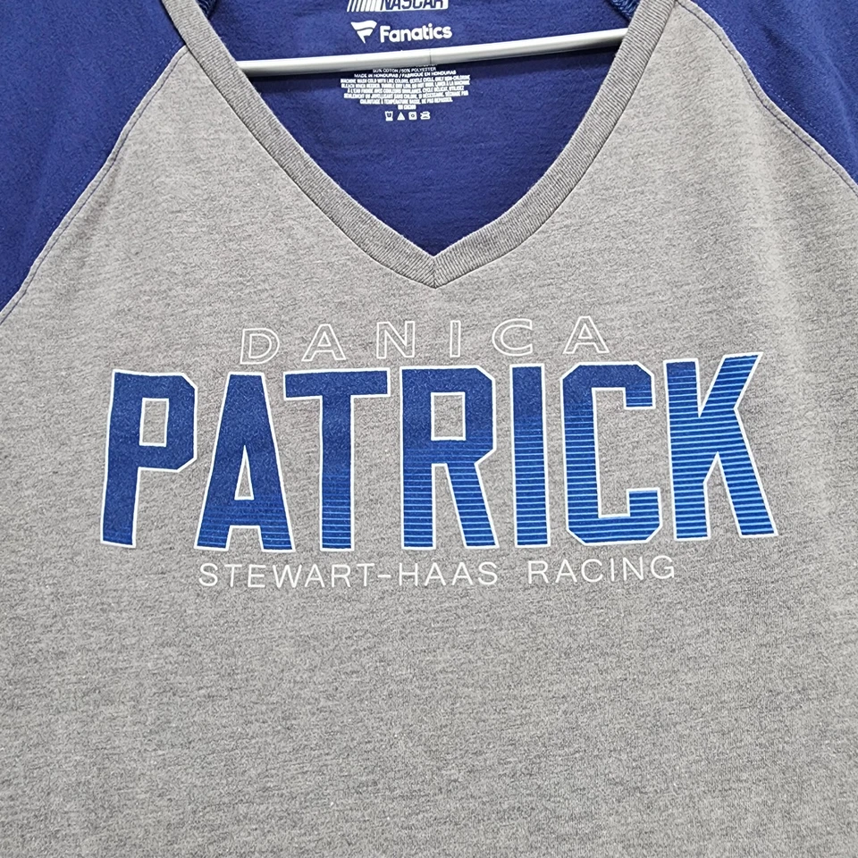 Danica Patrick Shirt Womens Large Gray Short Sleeve V Neck NASCAR Fanatics - Image 3 of 4
