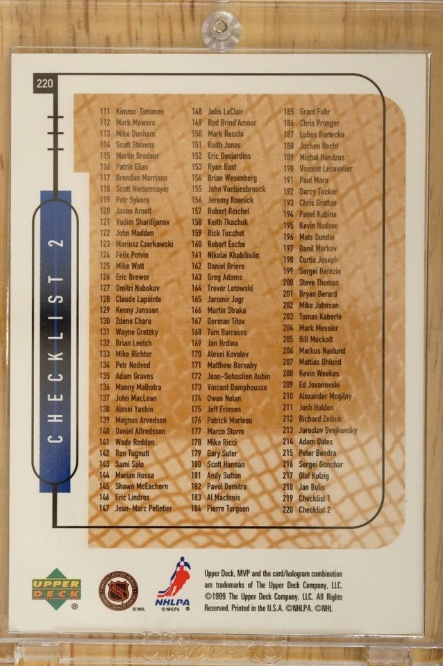 1999-00 Upper Deck MVP Checklist 2 Wayne Gretzky #220 HOF NHL New York Rangers - Image 2 of 2