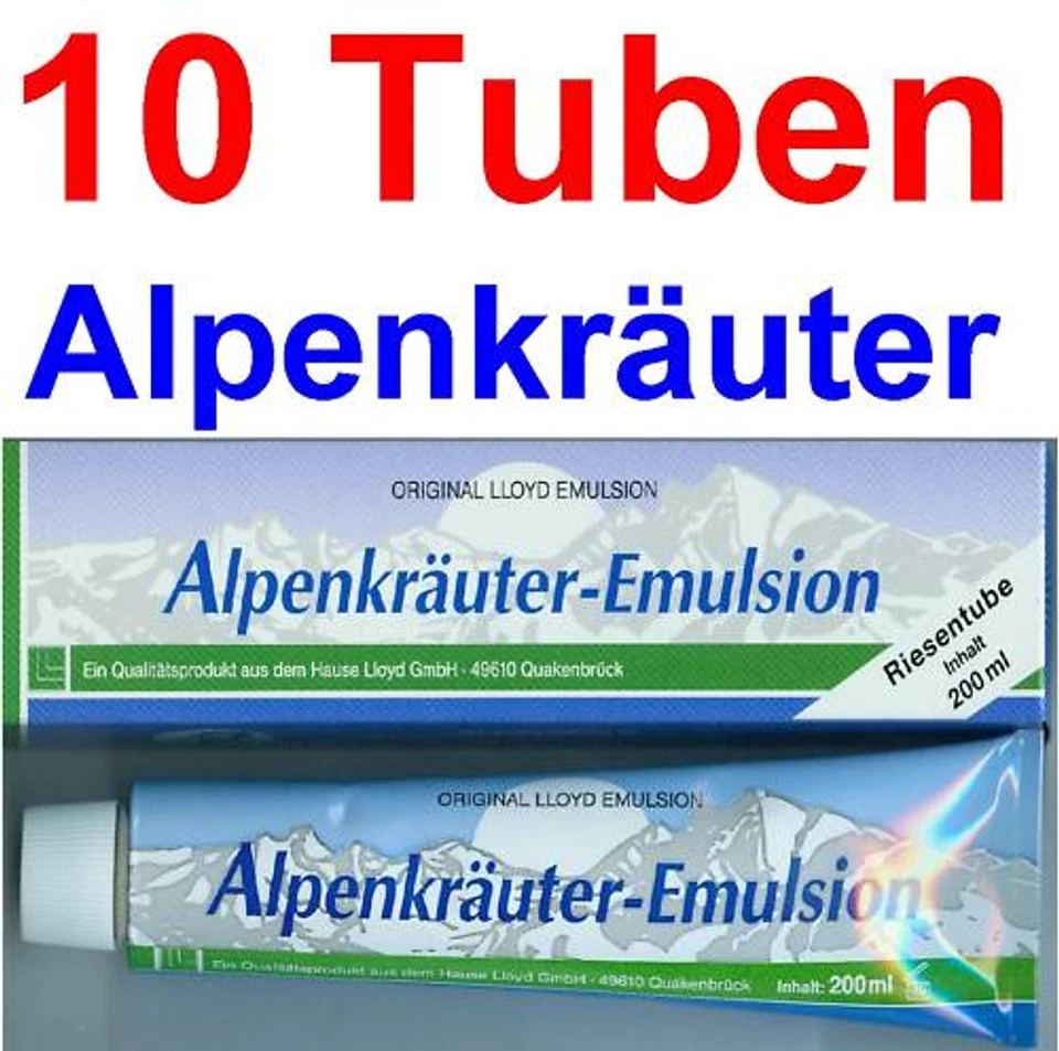 (17,40 EUR / 1Ltr.) LLOYD Alpenkräuter Emulsion Creme 10 x 200 ml Salbe