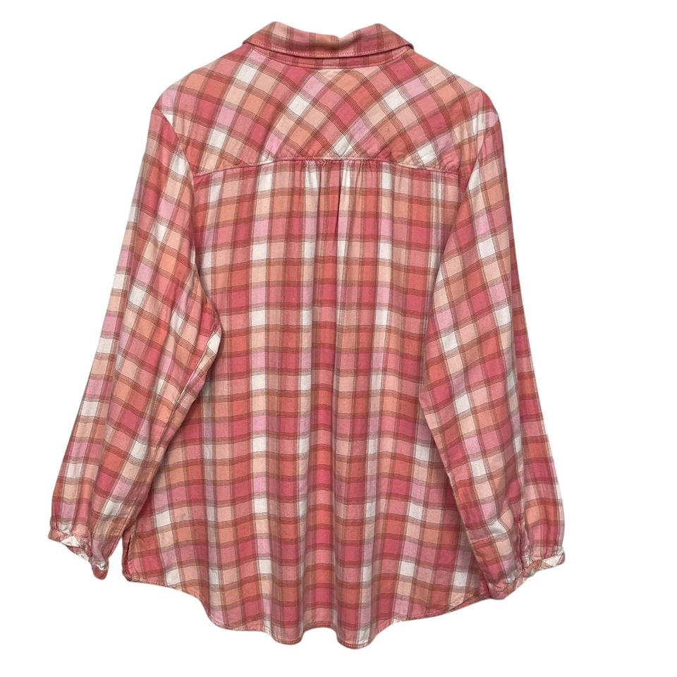 Blusa Sonoma Feminina 2X X Xadrez Rosa Manga Longa Camisa 3 Botões Casual - Imagem 2 de 4
