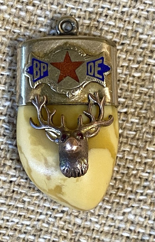 Vtg BPOE Benevolent Protective Order Elk Tooth Watch Fob Charm pendant RARE