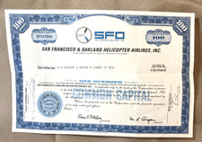 "Defunct" SF & Oakland Helicopter Airlines, 100 Share Common Capital Certificate