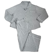 Cozy Earth Women  s XXL Bamboo Stretch Knit Long-Sleeve Pajama Set - Grey
