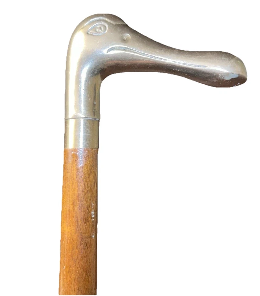 Vintage Brass Duck Head Cane 3pc Wood Walking Stick Travel Collapsible 36” - Image 4 of 4