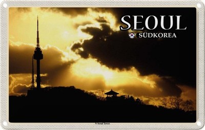 Blechschild 20x30 cm Seoul Südkorea Urlaub N Tower Fernsehturm Bildmotiv Reisemo