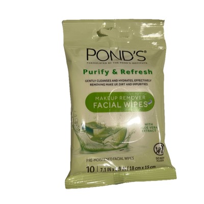 Pond's Purify/Refresh Makeup Remover Facial Wipes Aloe Vera 10ct Each Single Pak