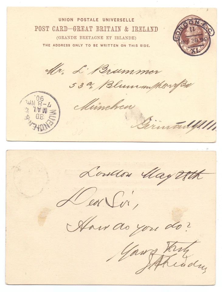 130484 - Entero - Postal - Londres 28.5.1890 a Munich - Imagen 1 de 1
