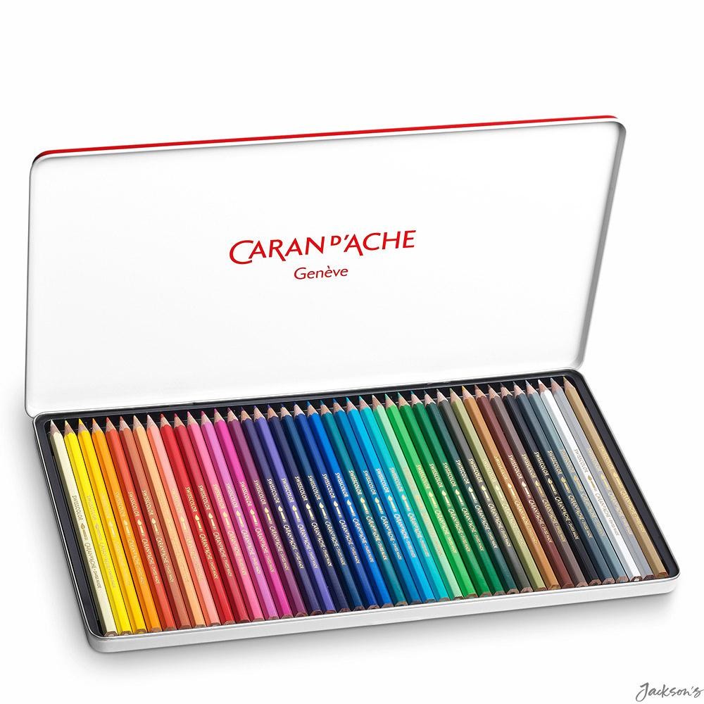B&Q - Caran D'ache Swisscolor Aquarelle 40 Water-Soluble Colour PencilsMetal Tin Set - Image 2