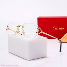 Cartier Big C Without Diamond Cut Clear/Transparent Frameless Lens FREE SHIPPING