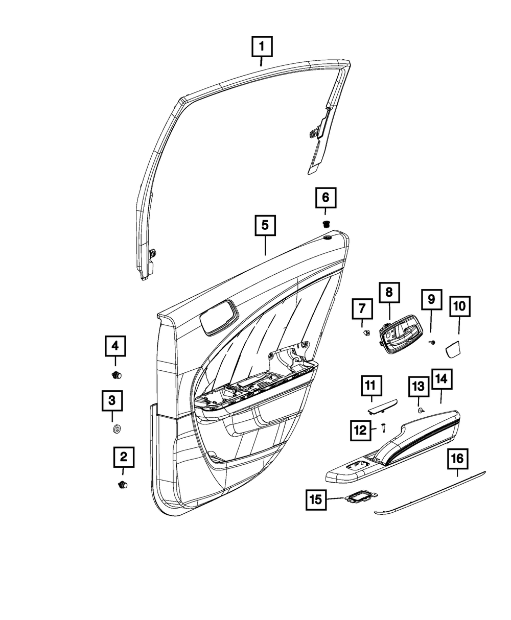 Genuine Mopar Rear Door Trim Panel Assembly Right 5PF001X9AH