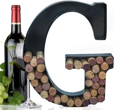 Metal Letter Wine Cork Keepsake Saver & Holder Monogram w/Free Wall Mount Kit A-