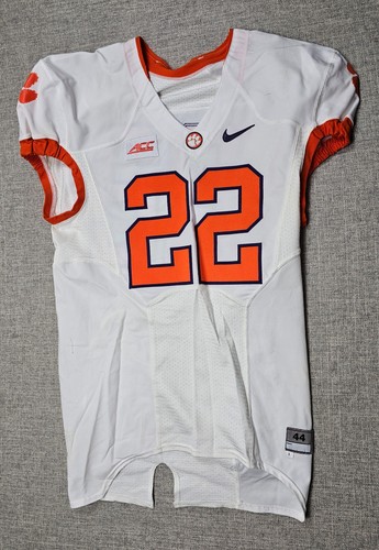 Clemson Tigers Football Jersey Mens 44 L White Game Worn Team Issued Nike #22