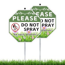 2 Pack 10" x 28" Do Not Spray Signs with Stake, Aluminum Garden Do Not Spray x2