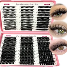 570/640pcs DIY Cluster Lashes 30D 100D Fluffy Individual Eyelash Extensions