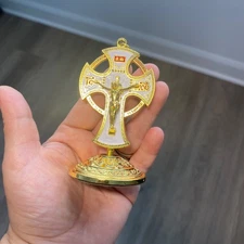 Byzantine Orthodox Icon Cross Crucifix White Golden Jesus Christ Eastern