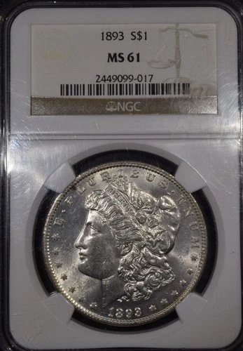 1893 Morgan Silver Dollar "NGC MS61"