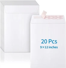 20 Pack Catalog Envelopes Self Seal, 9 x 12 Inches One Size, White 