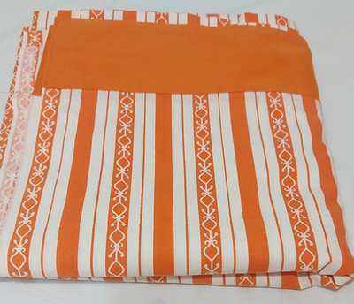 Vintage 70er Dorma Doppel Flach Blatt Orange/Weiß Streifen 90'' x 100'' Oma