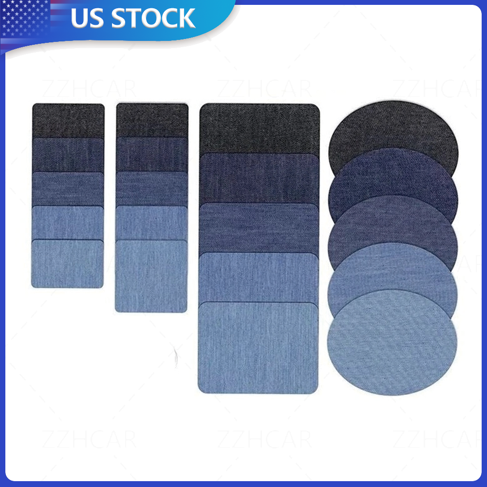 DIY Iron On Denim Fabric Patches For Clothing Jeans Repair Kit 20pcs US ...