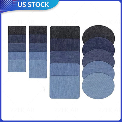 DIY Iron On Denim Fabric Patches For Clothing Jeans Repair Kit 20pcs US