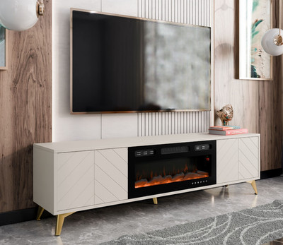 TV-Lowboard Hroba 2D EF mit Kamin RTV Mediaschrank Moderne Kollektion M24