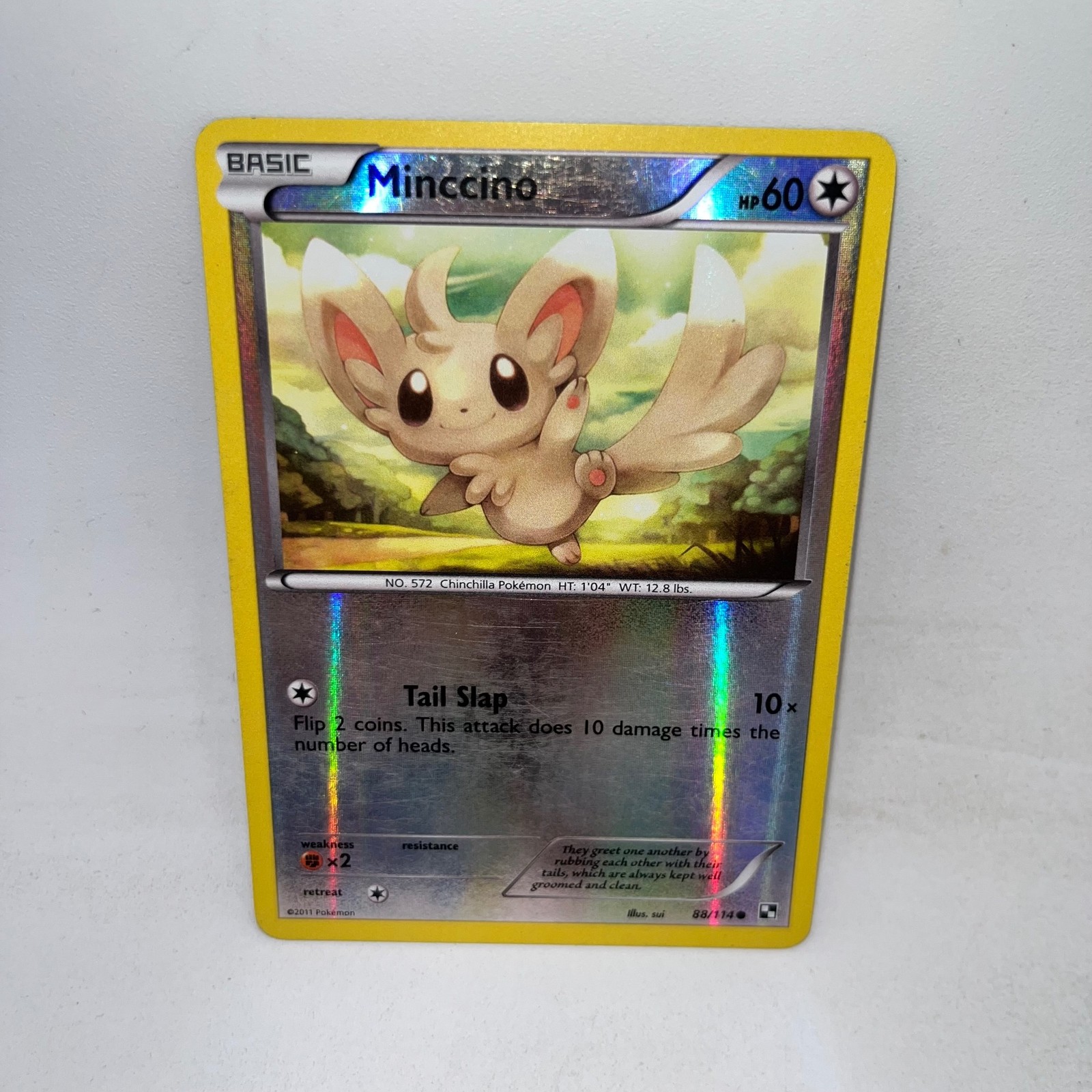 Minccino 88/114 Common Black & White Pokemon Reverse Holo Moderately Played