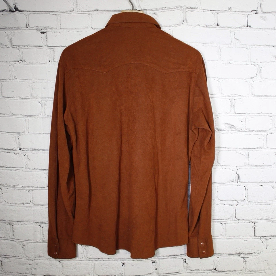 Vintage 70s Wrangler Western Shirt L Pearl Snap Yoke Brown USA Arnel Triacetate - Image 3 of 4