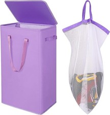 75L Slim Laundry Hamper with Lid Large Foldable Basket Removable Bag and Handles