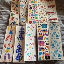 Lot 10 Vintage Mrs. Grossman’s Stickers Sheets Clown Rain Drops Buttons Flowers 