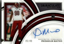 2022 Panini Immaculate Collection Phidarian Mathis RC Auto 35/49 Washington
