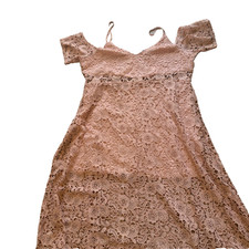 BOOHOO BNWT Plus Size 24 Blush Pink Crochet Lace Midi Dress Cocktail Race Day Ne