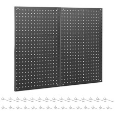 Pegboard, 2 PCS 24" 16" Metal Peg Board Panels Black Modular Wall Organizer