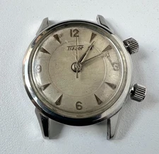 Vintage Tissot Alarm Watch Mens Beige Dial 17 Jewels 71402-1 To Repair