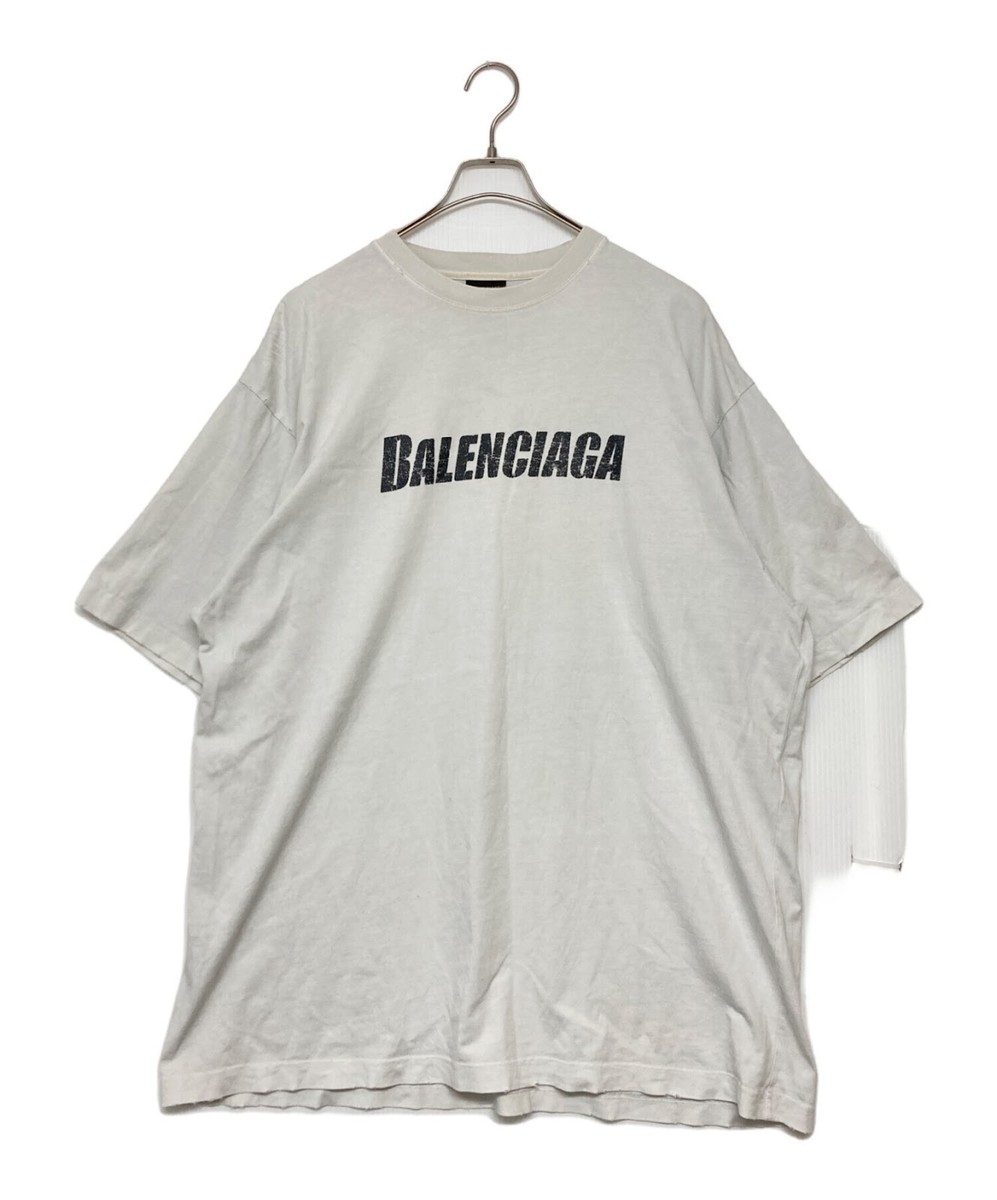 BALENCIAGA Caps Destroyed Flatground T-shirt Size: S White Men
