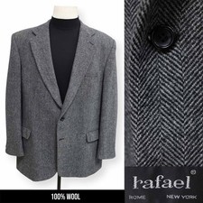 RAFAEL VINTAGE TWEED mens gray HERRINGBONE wool sport coat jacket blazer 48 R