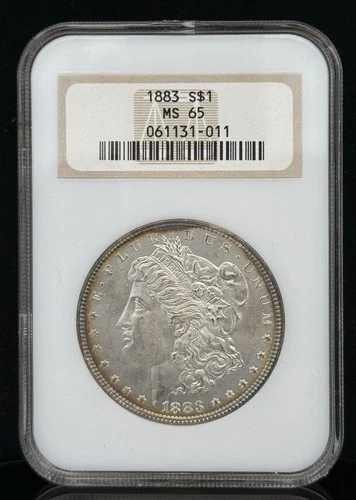 1883 Silver Morgan Dollar MS 65 NGC Beautiful Rainbow Rim Toning