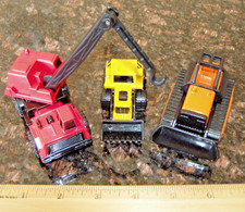 Lot of 3 Miniature Construction Vehicles for Model Railroad Layout Display Set