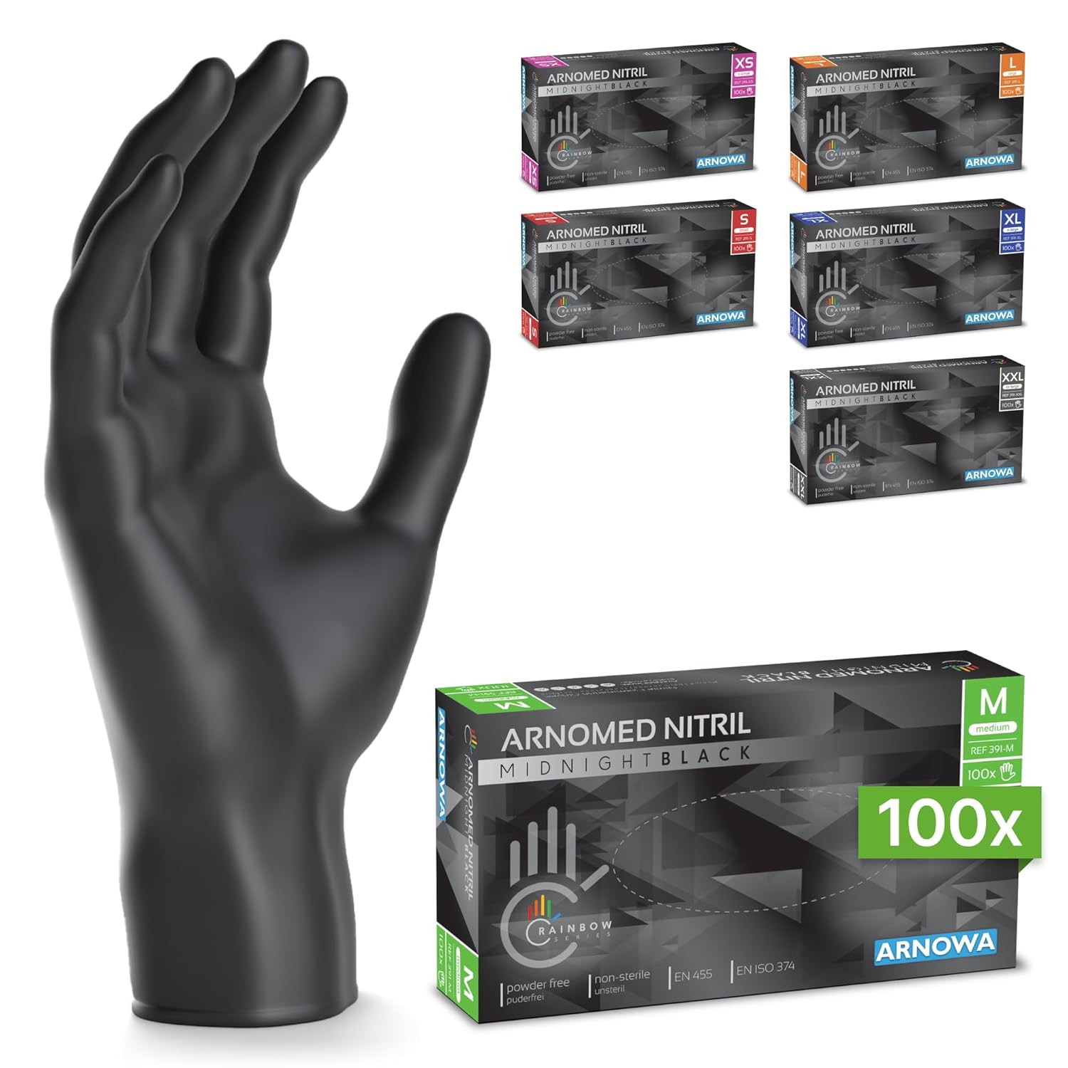 Gants de protection nitrile noir M haute résistance et sans latex pour aliments