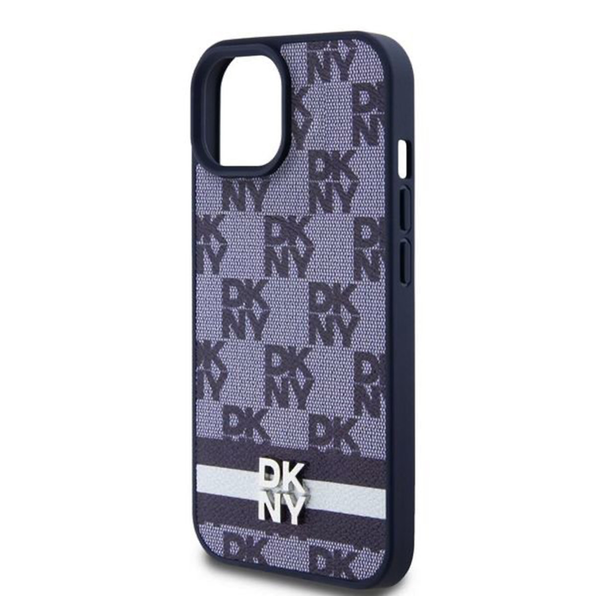 Coque iPhone 15 DKNY bleue : évitez les rayures avec style grâce au motif damier