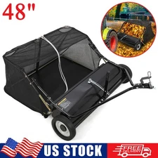 48" Tow Behind Lawn Sweeper Leaf Collector Sweeper 25 Cu.Ft. Adjustable Height