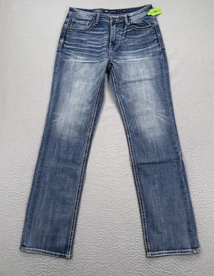 BKE Jeans Mens 34x36 Tyler Performance Straight Leg Blue Denim Whiskers NEW